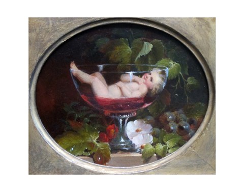 Framed Cupid in a Wine Glass Print