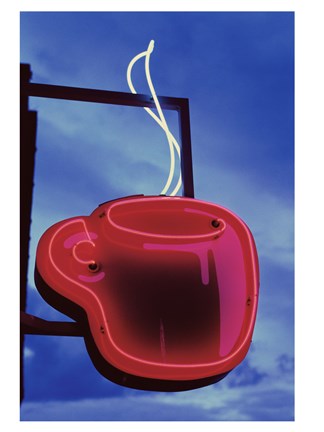 Framed Neon Coffee Cup Sign Print