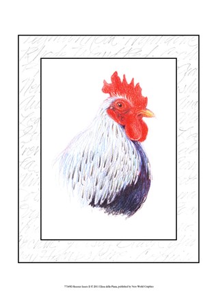 Framed Rooster Insets II Print