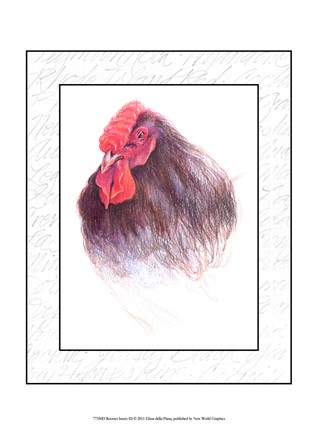 Framed Rooster Insets III Print