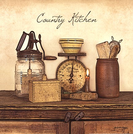 Framed Country Kitchen - square Print