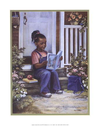 Framed Girl with Book Print