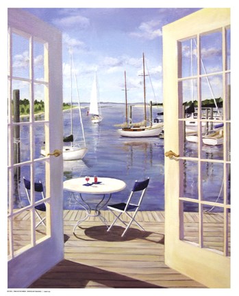 Framed Table on the Harbor Print