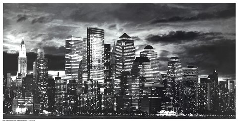 Framed Manhattan Night Light I Print