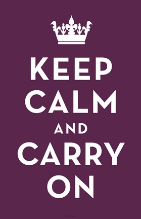 Framed Keep Calm and Carry On (Purple) Print
