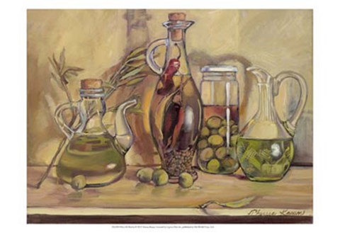 Framed Olive Oil Bottles Print