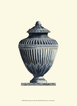 Framed Blue Porcelain Urn III Print