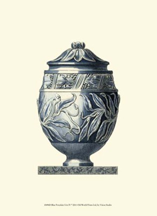 Framed Blue Porcelain Urn IV Print