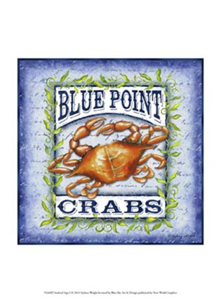 Framed Seafood Sign I Print