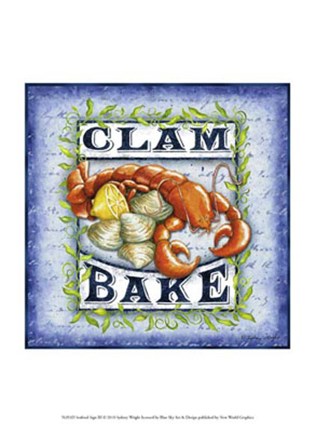 Framed Seafood Sign III Print