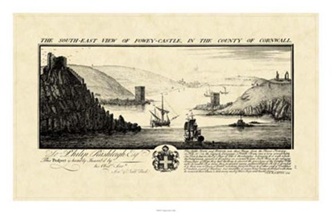 Framed Vintage Fowey Castle Print