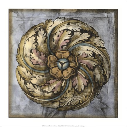 Framed Rosette &amp; Damask III Print