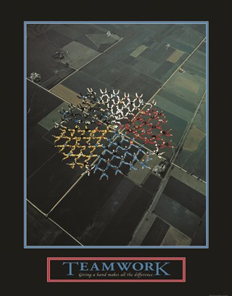 Framed Teamwork-Skydivers Print