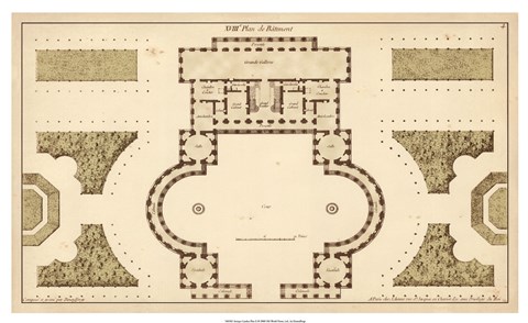 Framed Antique Garden Plan II Print