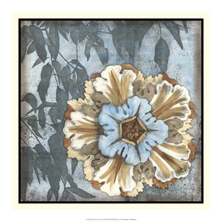 Framed Rosette with Leaves I Print