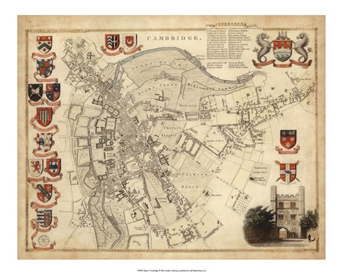 Framed Map of Cambridge Print