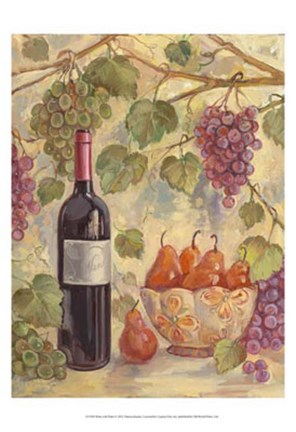 Framed Wine with Pears Print