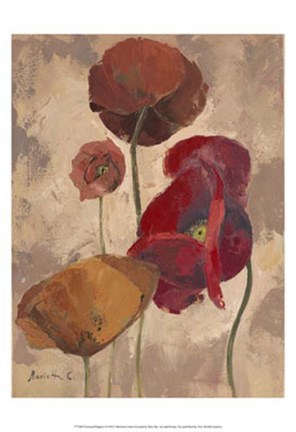 Framed Textured Poppies II Print