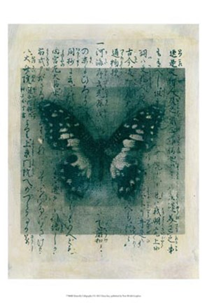Framed Butterfly Calligraphy I Print
