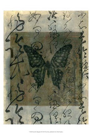 Framed Butterfly Calligraphy III Print