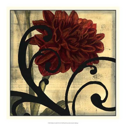 Framed Dahlias &amp; Scrolls III Print