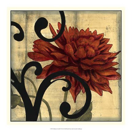 Framed Dahlias &amp; Scrolls IV Print