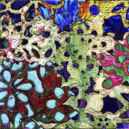 Framed Bejeweled Woodblock II Print