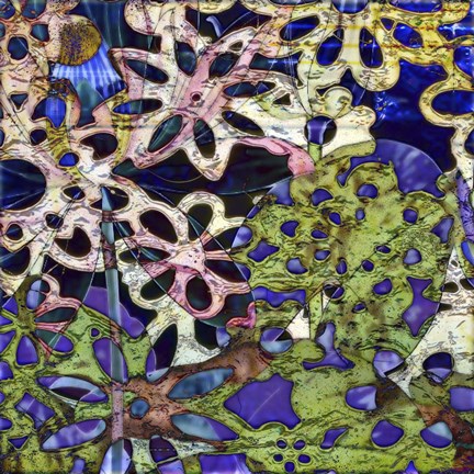 Framed Bejeweled Woodblock III Print