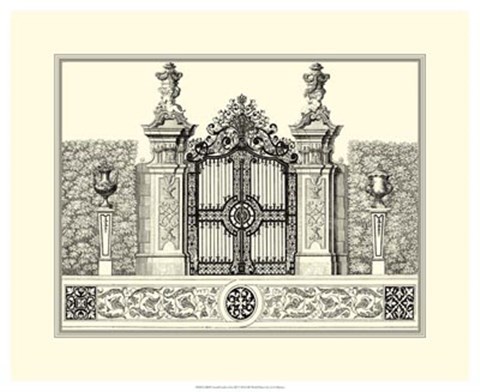 Framed B&amp;W Grand Garden Gate III Print