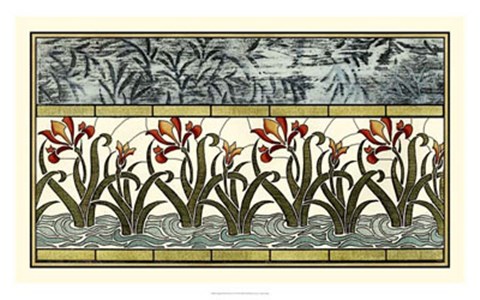 Framed Stained Glass Flowers I Print