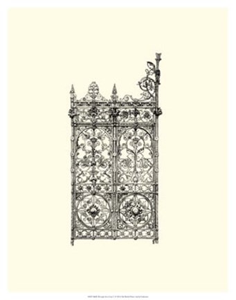 Framed B&amp;W Wrought Iron Gate V Print
