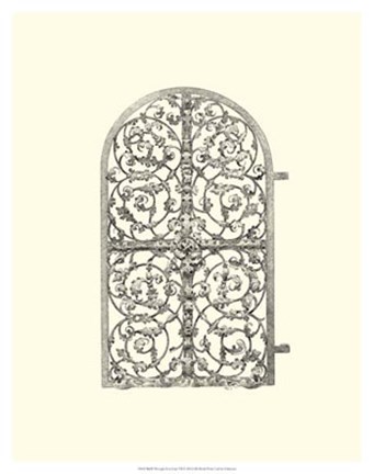 Framed B&amp;W Wrought Iron Gate VII Print