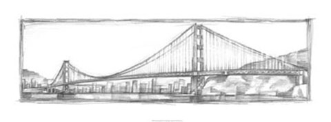 Framed Golden Gate Bridge Sketch Print