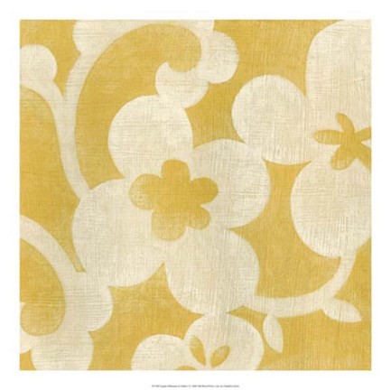 Framed Suzani Silhouette in Yellow I Print