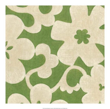 Framed Suzani Silhouette in Green II Print