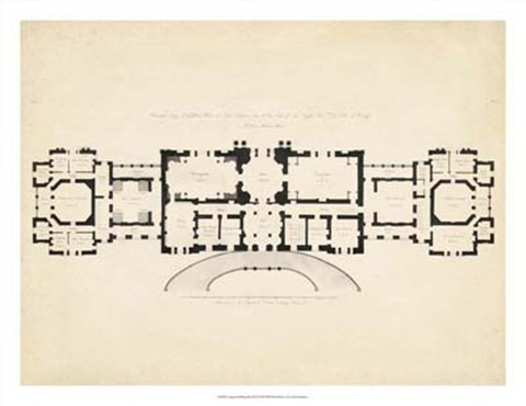 Framed Antique Building Plan III Print