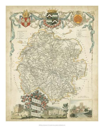 Framed Map of Herefordshire Print