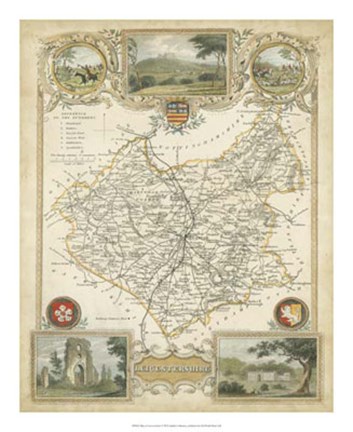 Framed Map of Leicestershire Print