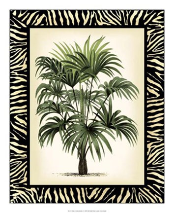 Framed Palm in Zebra Border I Print