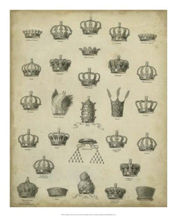 Framed Heraldic Crowns &amp; Coronets II Print