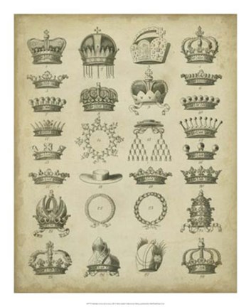 Framed Heraldic Crowns &amp; Coronets III Print