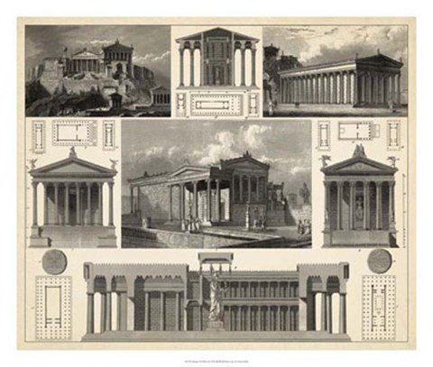 Framed Antique City Plan I Print