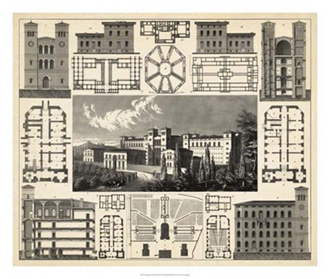 Framed Antique City Plan III Print