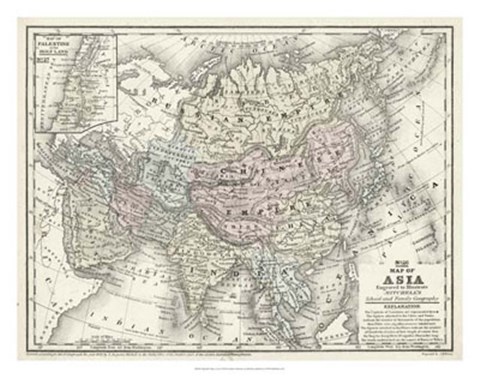 Framed Map of Asia Print