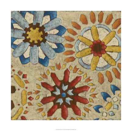 Framed Rustic Mosaic I Print