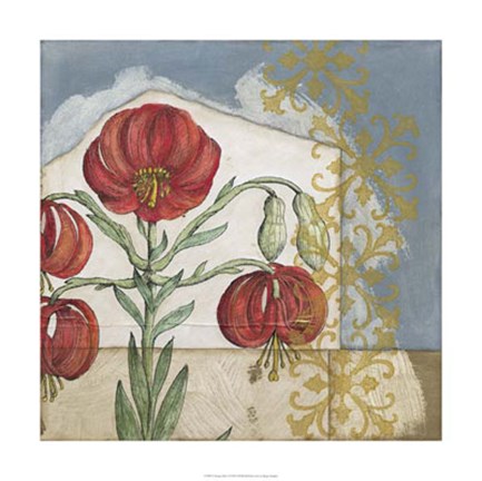 Framed Vintage Lilies I Print