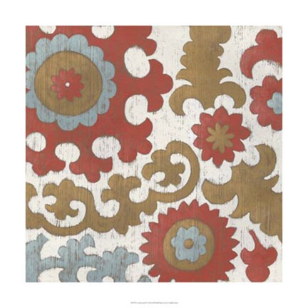 Framed Coral Suzani II Print