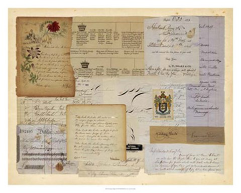 Framed Antique Collage I Print