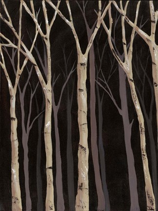 Framed Midnight Birches I Print