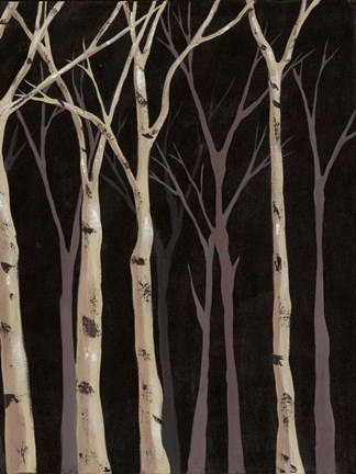 Framed Midnight Birches II Print